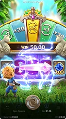 Gem Saviour Sword · Membaca penunjuk pengali pada mekanisme pedang di bagian atas gulungan permainan.